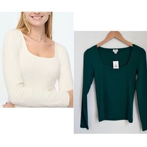J Crew Factory Emerald Green Squareneck Top XS